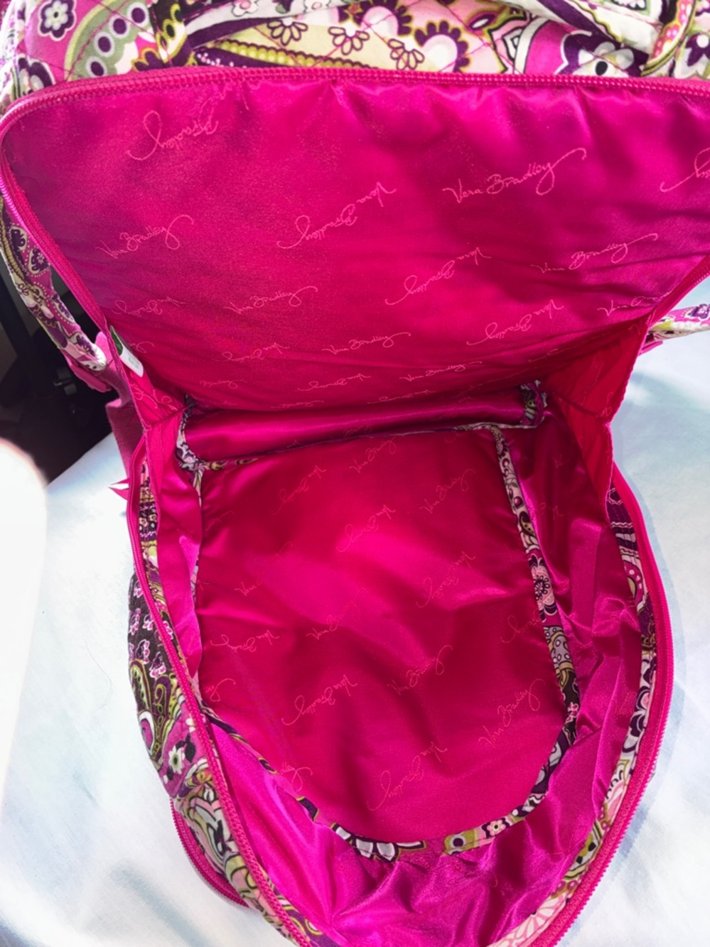 Rare Vera Bradley Very Berry Paisley Backpack School Travel Large Laptop Bag EUC - Picture 5 of 10